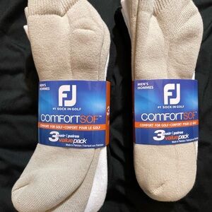 FootJoy Men's ComfortSof Socks - Bundle 2 - 3 Pack khaki, white and black